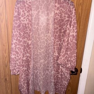 Pink Leopard Print Sheer Kimono